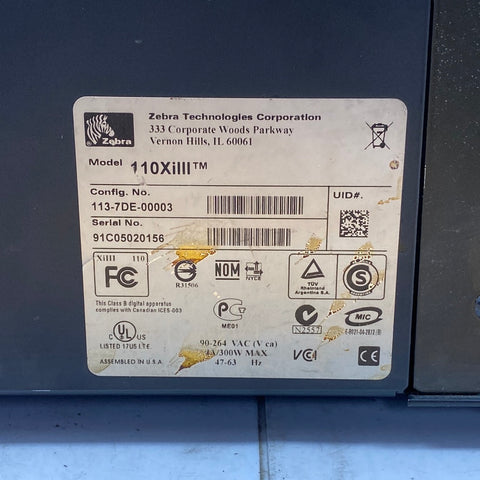 Zebra 110XiIII Plus Thermal Bar Code Printer 113-7DE-00003