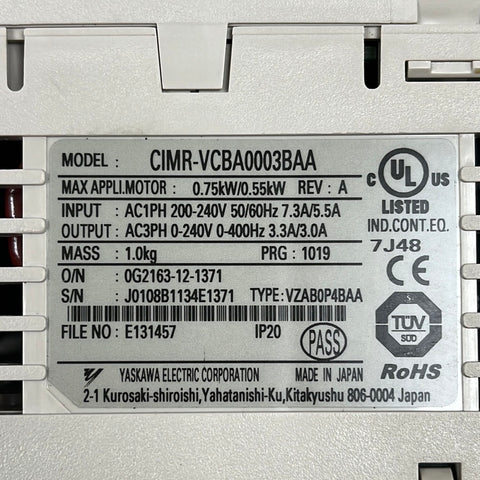 YASKAWA ELECTRIC CIMR-VCBA0003BAA