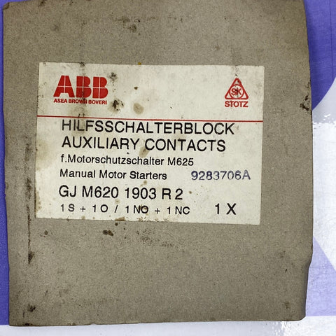 ABB GJ M620 1903 R2 AUXILIARY CONTACT BLOCK 1NO/1NC NNB