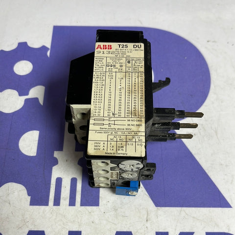 ABB THERMAL RELAY 1 TO 1.4A T25-DU-25 T25 DU 25.