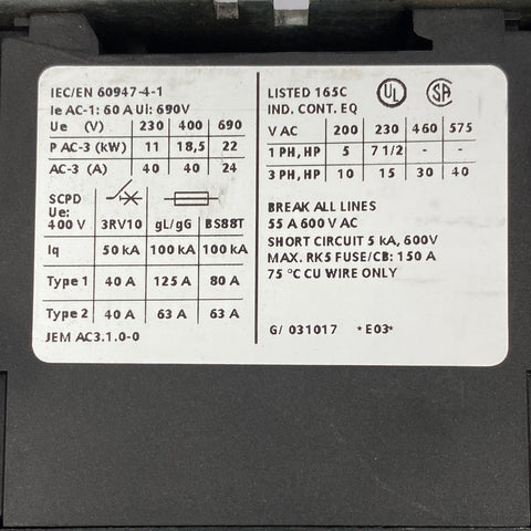 SIEMENS FURNAS ELECTRIC CO 3RT1035-1BB44