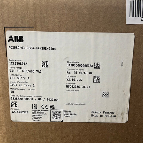 ABB ACS580-01-088A-4 / ACS580-01-088A-4+H358+J404