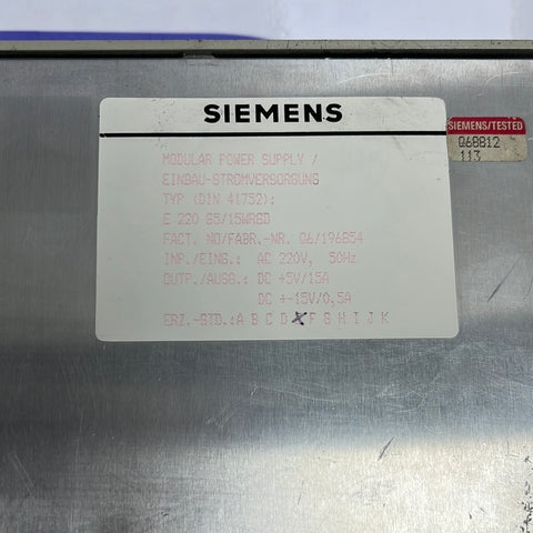 SIEMENS MODULAR POWER SUPPLY DIN 41752