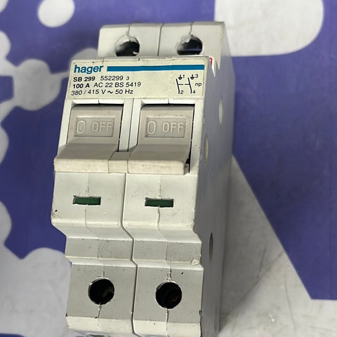 HAGER SB 299 552299 3 100A AC 22 BS 5419 380/415V~ 50HZ