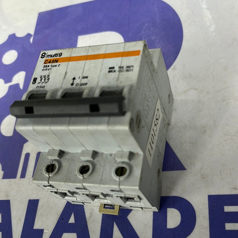 MERLIN GERIN SCHNIEDER C45N  MCB BREAKER 32A TYPE 2 AMP  (USS) MULTI 9 3 POLE