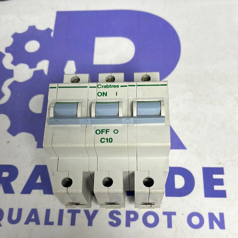 Crabtree 10 AMP TYPE C 16kA Triple Pole MCB Circuit Breaker Polestar