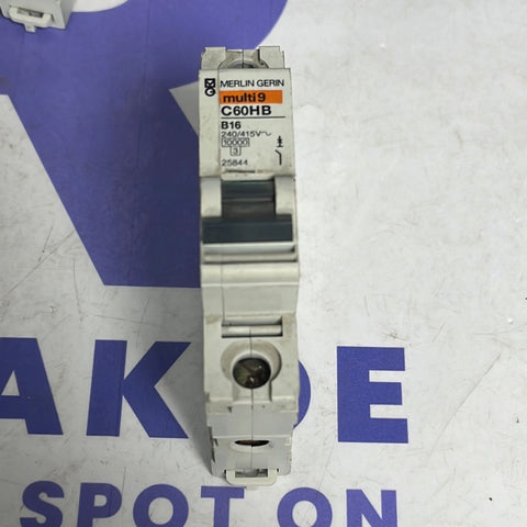 MERLIN GERIN SCHNIEDER C60HB B16 MCB BREAKER 16 AMP  TYPE B (USS) MULTI 9 1 POLE