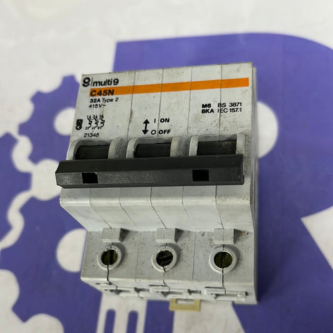 MERLIN GERIN SCHNIEDER C45N  MCB BREAKER 32A TYPE 2 AMP  (USS) MULTI 9 3 POLE