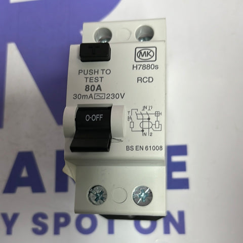 MK 80 Amp RCD 30mA Double Pole 80A Sentry 7880S NEW