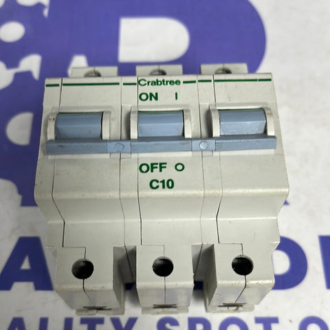 Crabtree 10 AMP TYPE C 16kA Triple Pole MCB Circuit Breaker Polestar