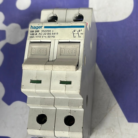 HAGER SB 299 552299 3 100A AC 22 BS 5419 380/415V~ 50HZ