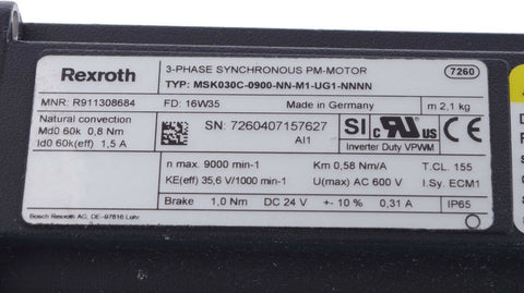 REXROTH MSK030C-0900-NN-M1-UG1-NNNN