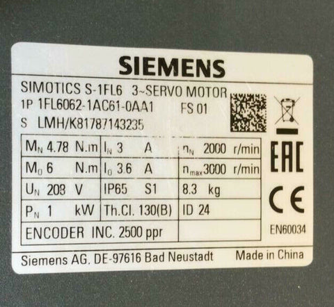 SIEMENS 1FL6062-1AC61-0AA1