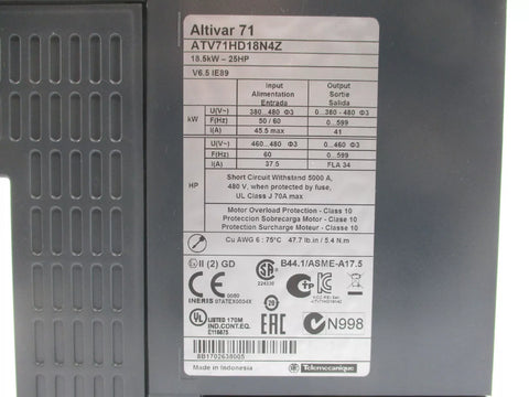 SCHNEIDER ELECTRIC ATV71HD18N4Z