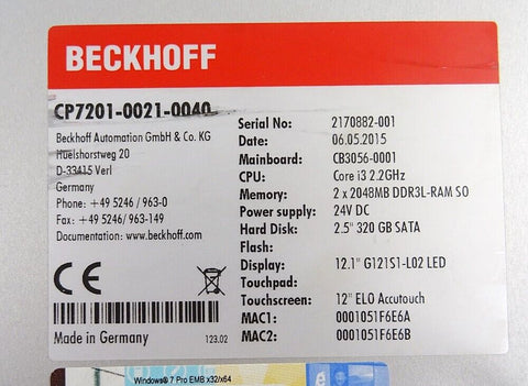 BECKHOFF CP7201-0021-0040