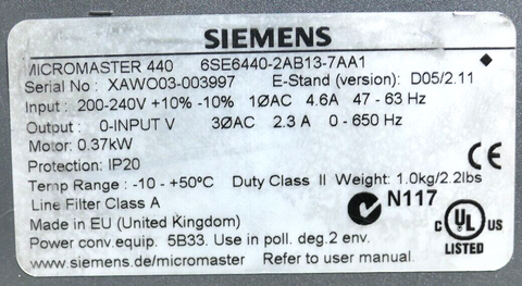 SIEMENS 6SE6440-2AB13-7AA1