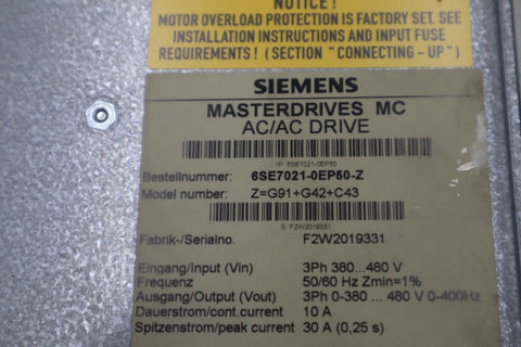 SIEMENS 6SE7021-0EP50-Z