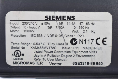 SIEMENS 6SE3216-8BB40