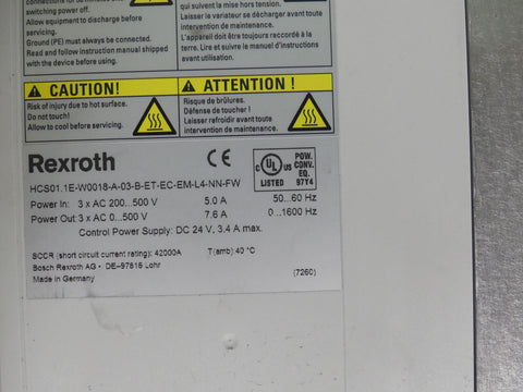 BOSCH REXROTH HCS01.1E-W0018-A-03-B-ET-EC-EM-L4-NN-FW