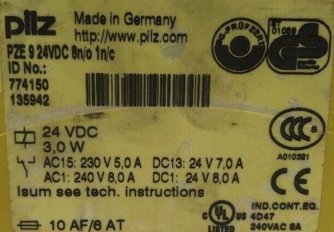 PILZ PZE 9 24VDC 8NO 1N/C