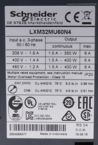 SCHNEIDER ELECTRIC LXM32MU60N4