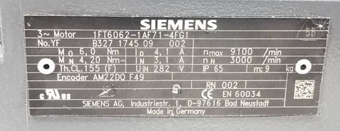 Siemens 1FK6081-6AF71-1ZZ9-Z 00-100-596