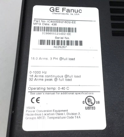 GE Fanuc IC800SSI216D2-EE