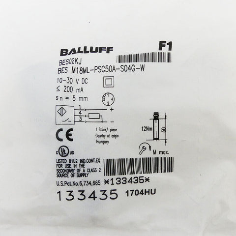 BALLUFF BES M18ML-PSC50A-S04G-W