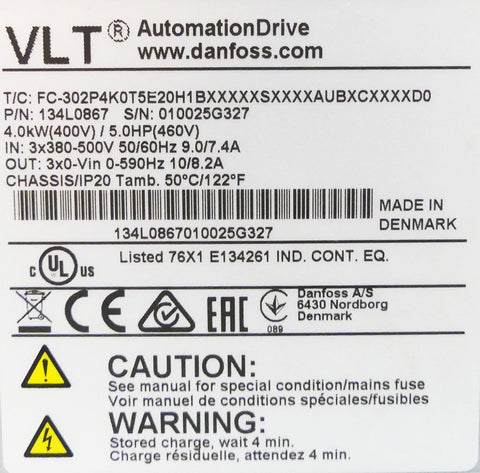 DANFOSS FC-302P4K0T5E20H1BXXXXXSXXXXAUBXCXXXXDO