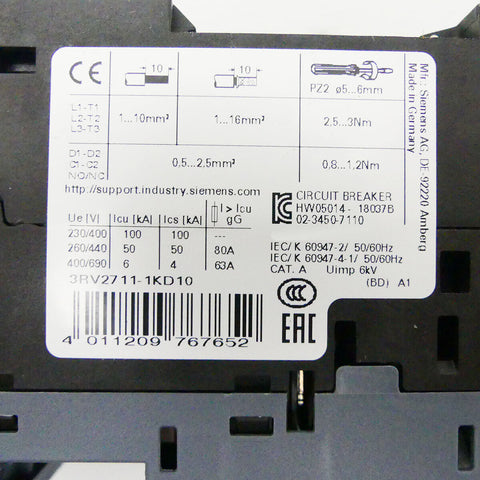 SIEMENS 3RV2711-1KD10