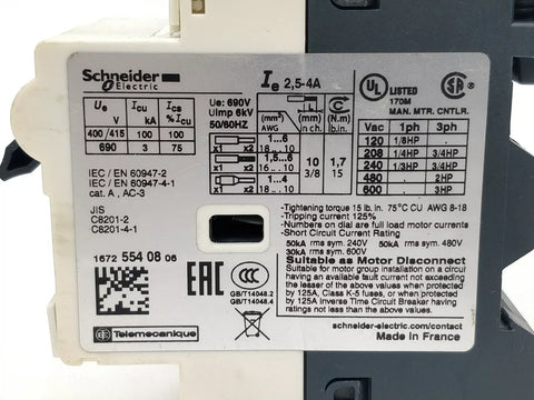 SCHNEIDER ELECTRIC GV2-RT08