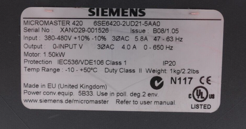 Siemens 6SE6420-2UD21-5AA0