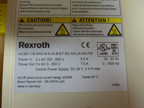 BOSCH REXROTH HCS01.1E-W0018-A-03-B-ET-EC-NN-L4-NN-FW