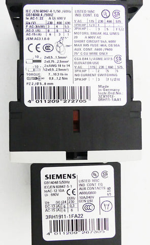 SIEMENS 3RT1016-1BB41 + 3RH1911-1FA22