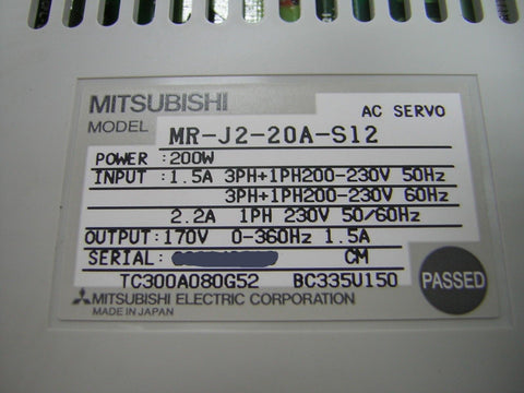 MITSUBISHI MR-J2-20A S12