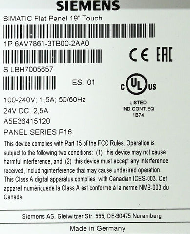 SIEMENS 6AV7861-3TB00-2AA0