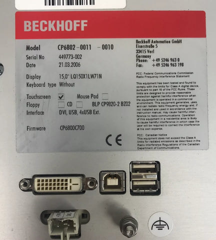 BECKHOFF CP6802-0011-0010