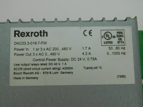 BOSCH REXROTH DKC03.3-016-7-FW