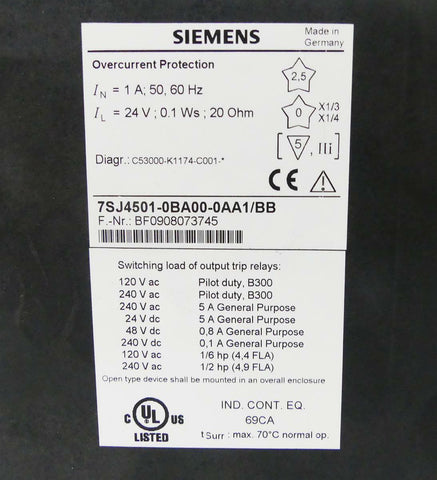 SIEMENS 7SJ4501-0BA00-0AA1/BB