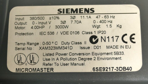 Siemens 6SE9217-3DB40