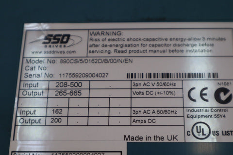 PARKER SSD DRIVES 890CS/5/0162D/B/00/N/EN