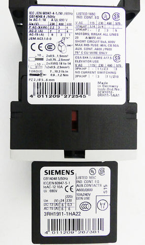 SIEMENS 3RT1015-1BB41 + 3RH1911-1HA22