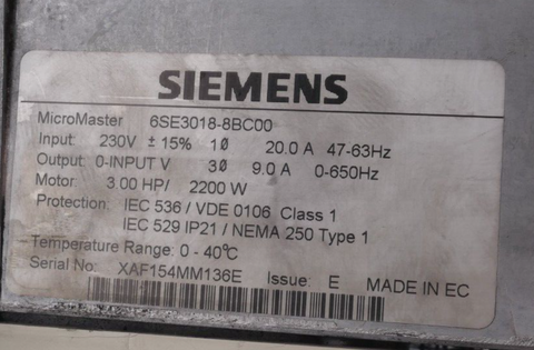 Siemens 6SE3-018-8BC00