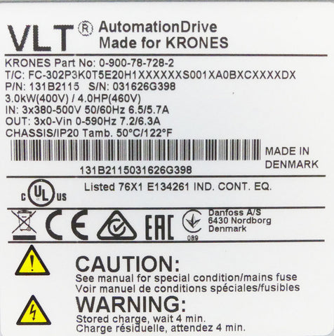 DANFOSS FC-302P3K0T5E20H1XXXXXXS001XA0BXCXXXXDX