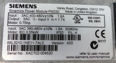 SIEMENS 6SL32101NE117AL0