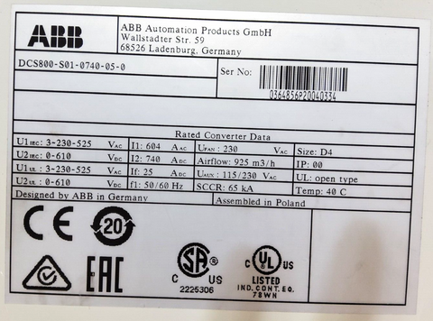 ABB DCS800-S01-0740-05-0