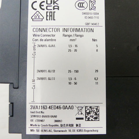 SIEMENS 3VA1163-4ED46-0AA0