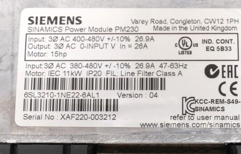 Siemens 6SL3210-1NE22-6AL1