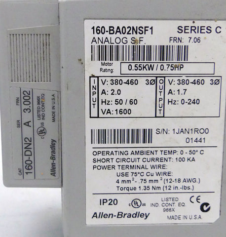Allen-Bradley 160-BA02NSF1 + 160-LFB1 + 160-DN2