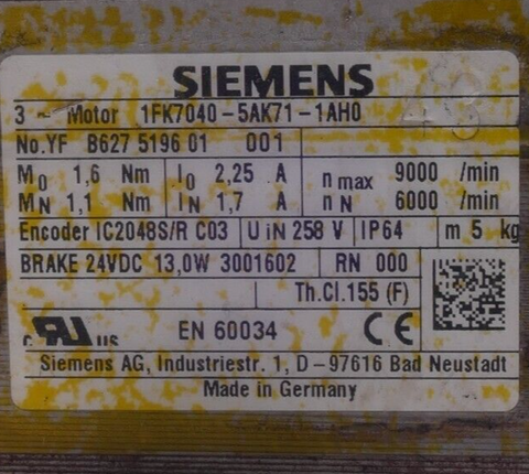 Siemens 1FK7040-5AK71-1AH0